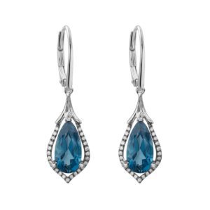 Diamond Earrings 14k WG Blue Topaz 2.08cttw Model AFC-10LTW18LB