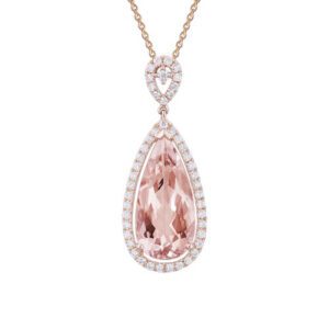 Diamond & Morganite Necklace 14K RG 6.69cttw Model AFC-23LDR46MG