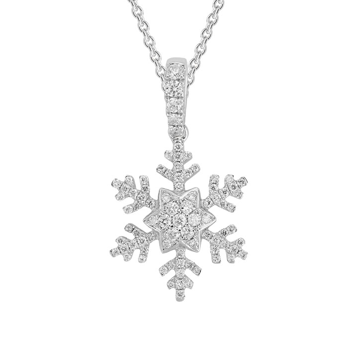 Diamond Snowflake Necklace 14K White Gold .23cttw Model AFC-50LDW23