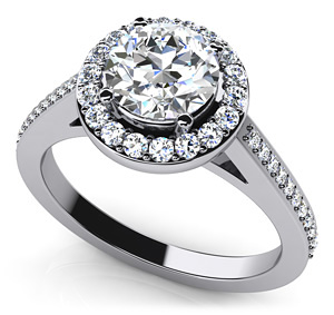 Diamond Halo Setting 14K White Gold .35cttw Model AFC-MS129-E
