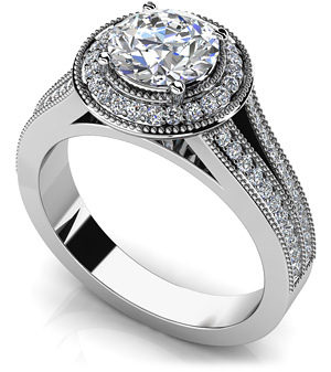Diamond Halo Setting 14K White Gold .35cttw Model AFC-MS142-E