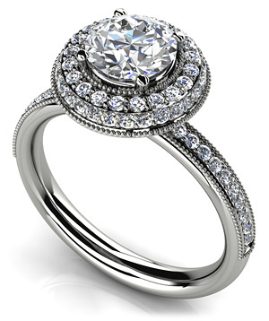 Diamond Halo Setting 14K White Gold .50cttw Model AFC-MS160-E