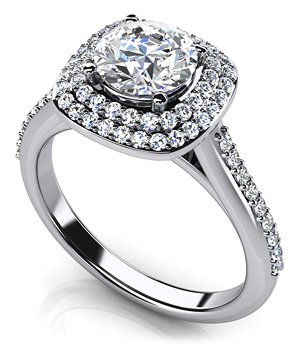 Diamond Halo Setting 14K White Gold .40cttw Model AFC-MS195-E
