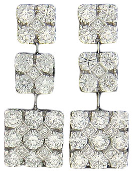 Diamond Earrings Pavé Square Drop 18K WG 2.12cttw Model NCE462