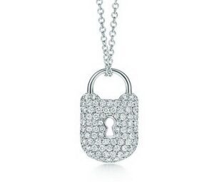 Diamond Lock Pendant 14K White Gold .46cttw Model SPG530