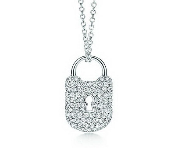 Diamond Lock Pendant 14K White Gold .46cttw Model SPG530