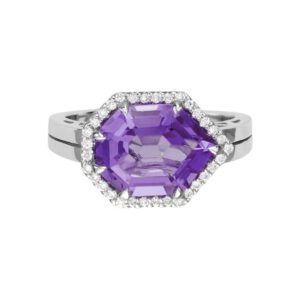 Diamond & Amethyst Ring 14K WG 3.88cttw Model AFC-688EWW16AT