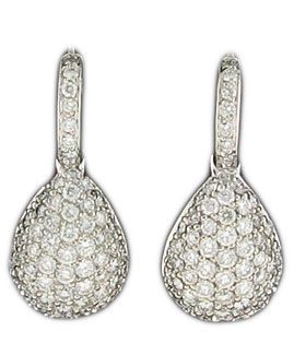 Diamond Earrings Pavé Tear Drop 18K WG 2.54cttw Model NCE360
