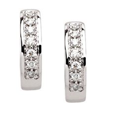 Diamond Huggie Earrings 14K White Gold .16cttw Model NCE67158