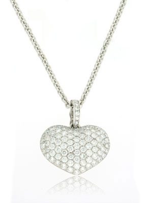 Diamond Heart Necklace 18K White Gold 2.69cttw Model NCP2763, NCP4125