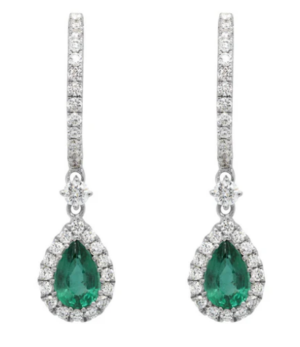 Diamond & Emerald Earrings Model AFC-GEV50LDWDEM-03