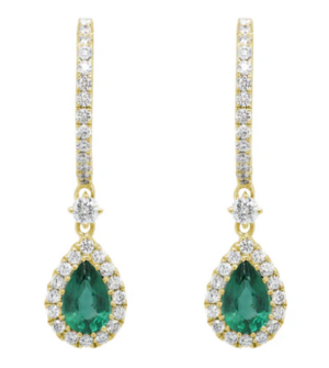 Diamond & Emerald Earrings Model AFC-GEV50LDYDEM-03