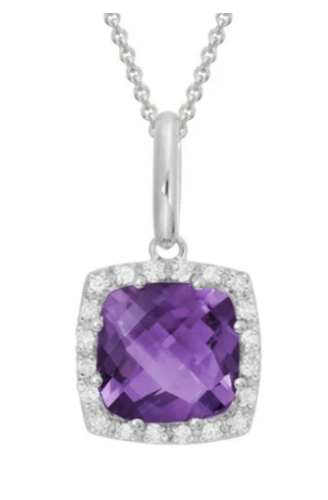 Diamond & Amethyst Necklace Model AFC-GNC51TIW10AT
