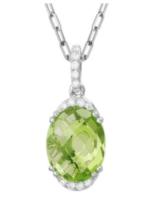 Diamond & Peridot Necklace Model AFC-GNG98LTW06PT